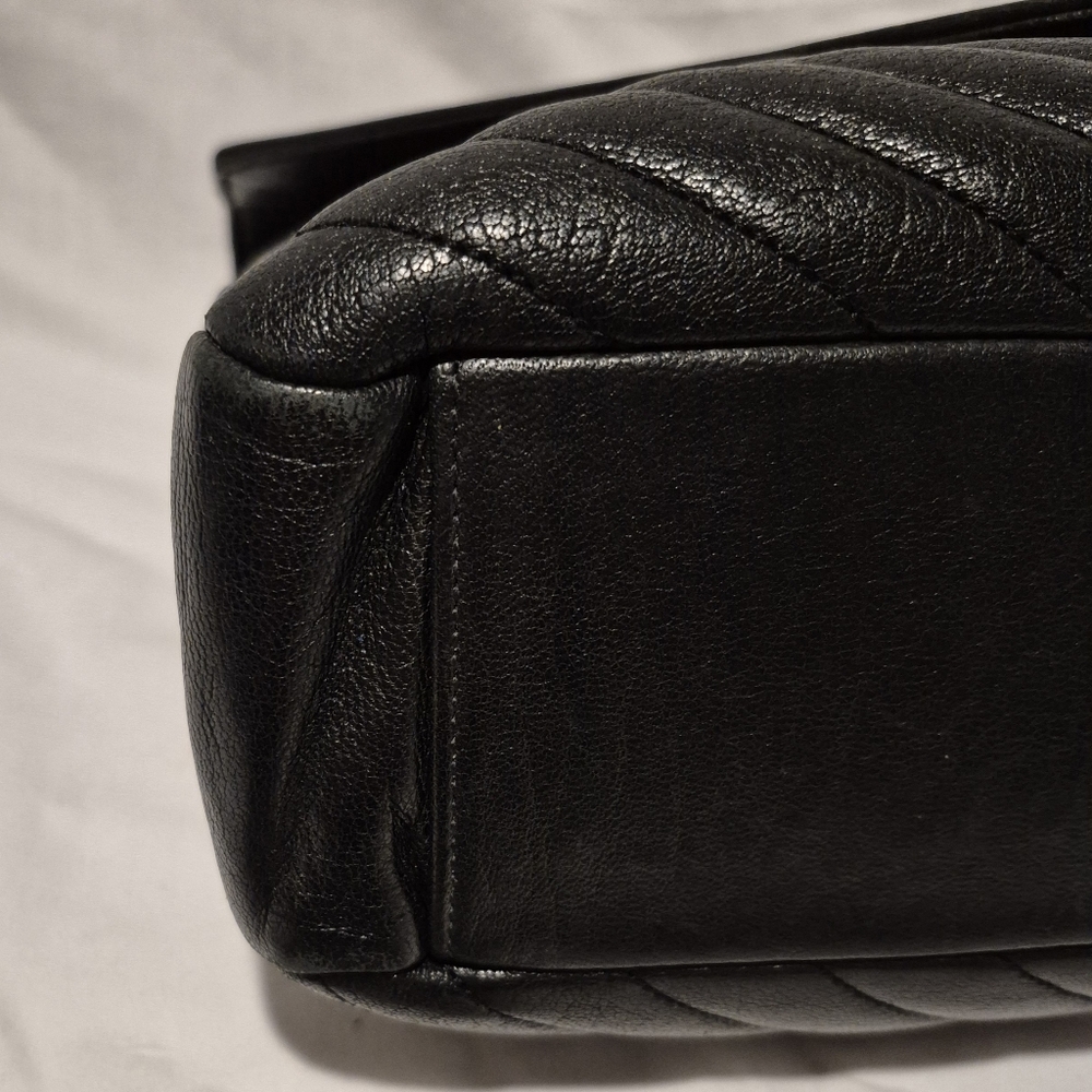 Yves Saint Laurent Black College Chevron Shoulder Bag - Picture 8 of 11